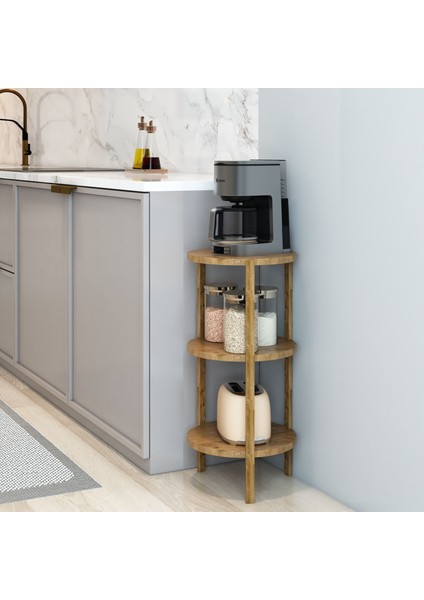 Miray Atlantik Çam 3 Raflı Yuvarlak Ahşap Sehpa / Çok Amaçlı Kullanım / , Şık Tasarım fırsatları