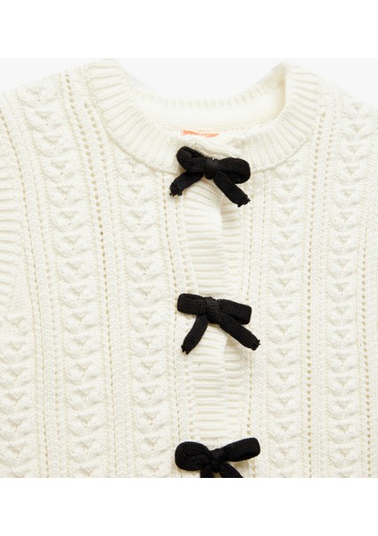 Fiyonk Detaylı Bisiklet Yaka Ajurlu Triko Süveter modelleri