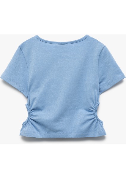Pencere Detaylı Bisiklet Yaka Kısa Kollu Pamuklu Crop Bluz fiyatları