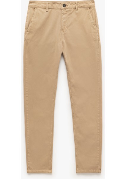 Pamuklu Düğmeli Chino Cep Detaylı Slim Fit Pantolon modelleri