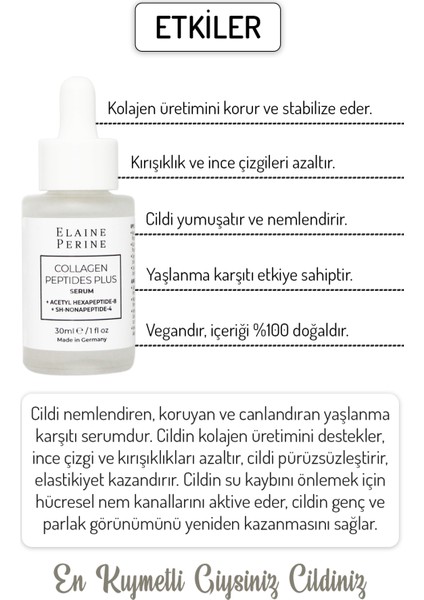 Kolajen Elastikiyet Artırıcı Serum Anti-Aging Peptit Serum 30ml fiyatları