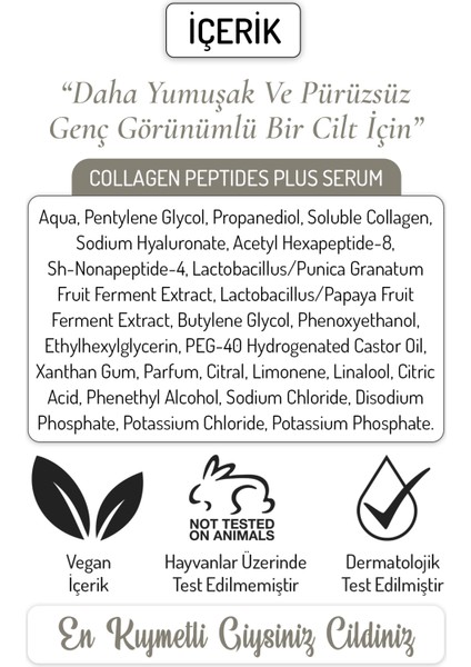 Kolajen Elastikiyet Artırıcı Serum Anti-Aging Peptit Serum 30ml fırsatları