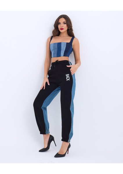 6890 Kot Crop-Mavi