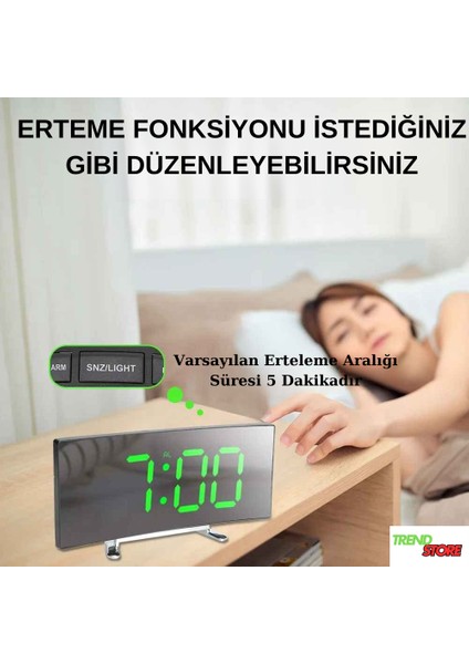 Trendstore 7 Inç LED Dijital Alarmlı Elektronik Kavisli Termometre Akıllı Masa Üstü Çalar Saat fiyatları