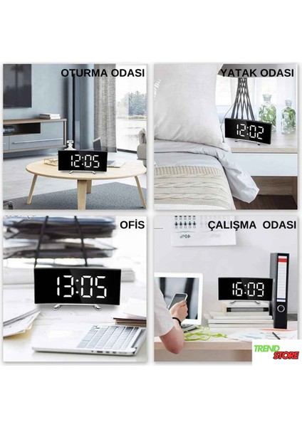 Trendstore 7 Inç LED Dijital Alarmlı Elektronik Kavisli Termometre Akıllı Masa Üstü Çalar Saat indirimleri