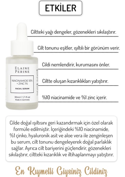 Gözenek Giderici Serum %10 Niacinamide + %1 Zinc Serum 30ml