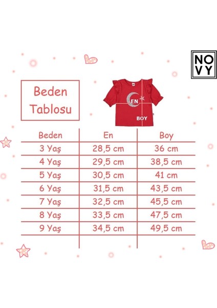 23 Nisan Atatürk Baskılı Omuzu Kolu Fırfırlı Tişört Kız Çocuk - 2-9 Yaş - Kırmızı Gri Simli - 2088 modelleri