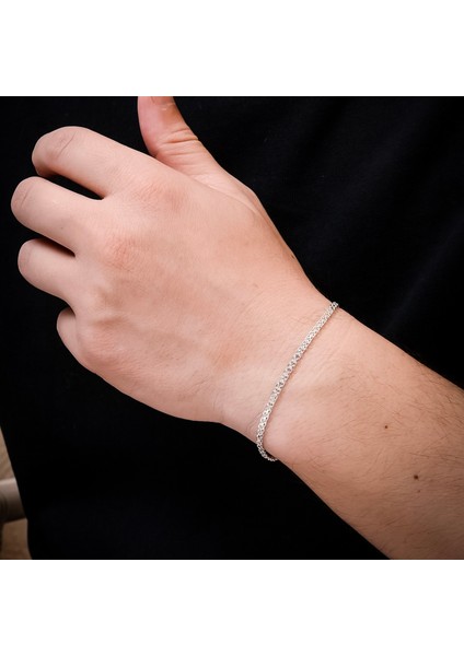 Gümüş Ince Unisex Bileklik 925 Ayar Gümüş Çift Sıra Ince Model Unisex Bileklik fırsatları