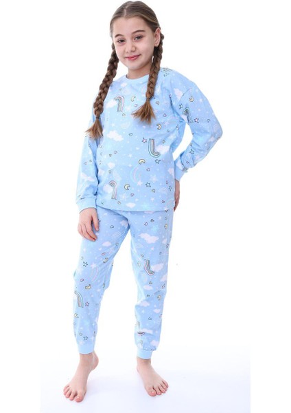Mevsimlik Gökkuşağı Desenli Kız Çocuk Pijama Takımı fiyatları