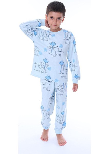 Mevsimlik Aslanlı Çocuk Pijama Takımı