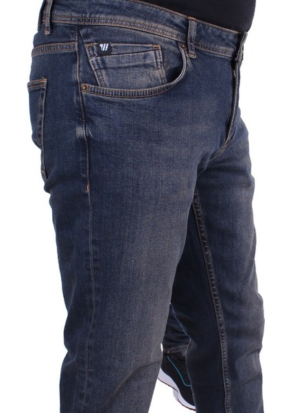 Panama 758-01 Lacivert Düşük Bel Dar Paça Erkek Jeans Pantolon