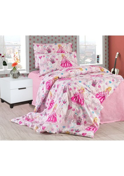 Çocuk Desen Çarşafı Lastikli Tek Kişilik Nevresim Takımı 2 Yastıklı