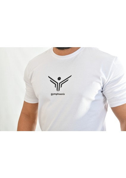 Beyaz Büyük Logolu Erkek Tshirt