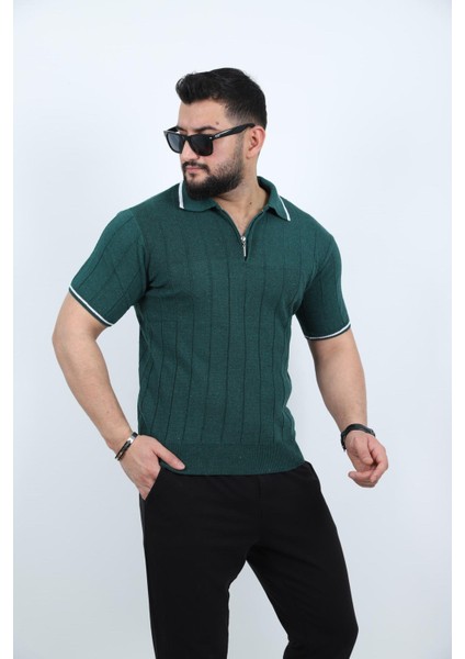 Polo Yaka Kısa Kol Erkek Örme Triko Tişört