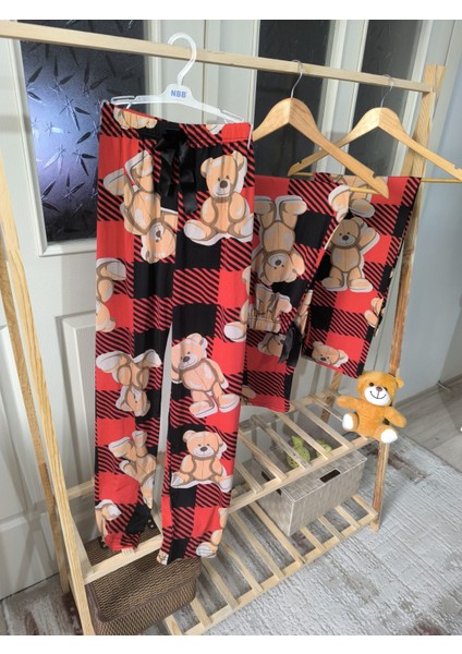 Siyah Ayıcık Desen Uzun Pijama Alt