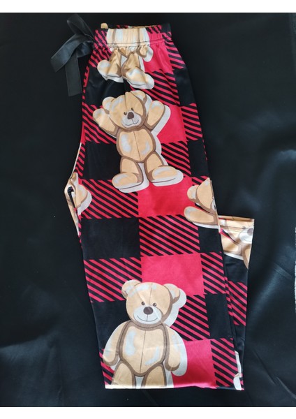 Siyah Ayıcık Desen Uzun Pijama Alt modelleri