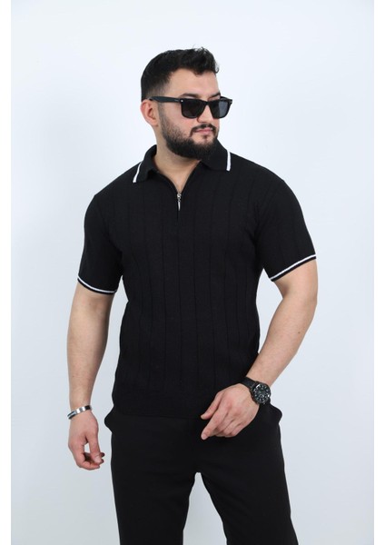 Polo Yaka Kısa Kol Erkek Örme Triko Tişört