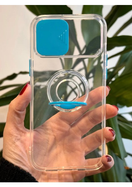 iPhone 13 Pro Max Şeffaf Mavi Kamera Korumalı Silikon Kılıf