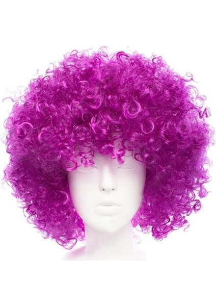 Koyu Mor Violet Renk Afro Bonus Parti Peruğu