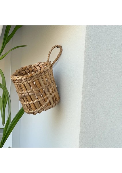 Dekoratif Çok Amaçlı Doğal El Yapımı Hasır Saksı Sepet / 10X10 cm modelleri