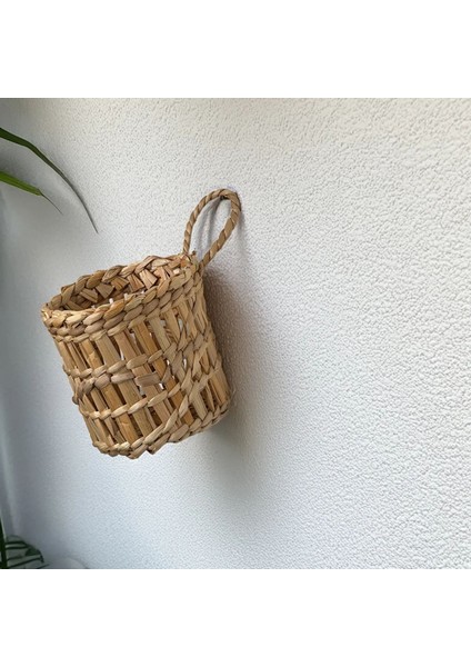 Dekoratif Çok Amaçlı Doğal El Yapımı Hasır Saksı Sepet / 10X10 cm fırsatları