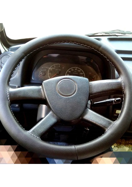 Dikişli Direksiyon Kılıfı Siyah Deri Gri Dikişli Karsan J9 Için