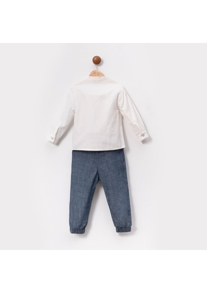 Erkek Çocuk Denizci Nakışlı Gömlek ve Pantolon Takımı – 2'li Set, Pamuklu ve Rahat modelleri
