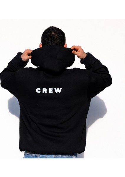 Logo Baskılı Oversize Fit Siyah Kapüşonlu Sweatshirt modelleri