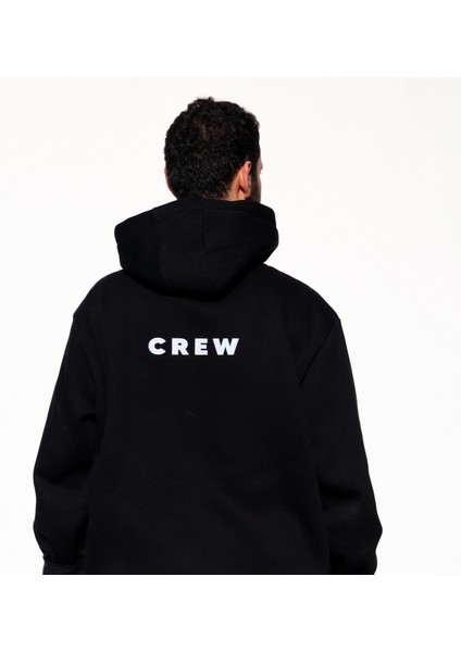 Logo Baskılı Oversize Fit Siyah Kapüşonlu Sweatshirt fırsatları