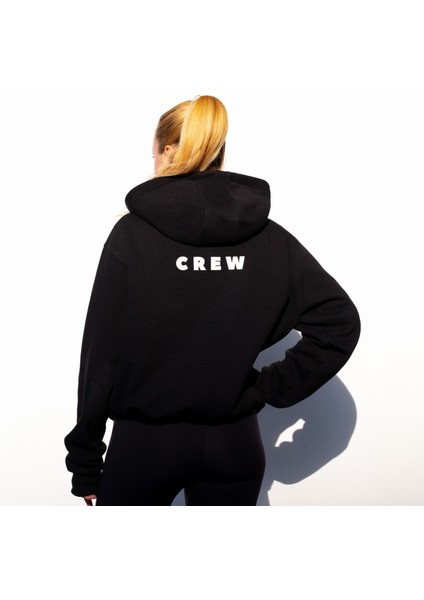 Logo Baskılı Oversize Fit Siyah Kapüşonlu Sweatshirt indirimleri