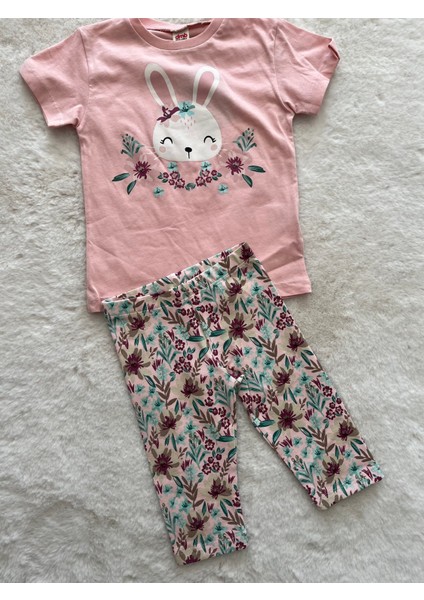 Çiçekli Tavşan Taytlı Kıakollu Takım