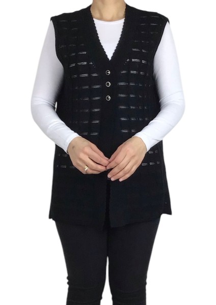 Kadın Önden Üç Düğmeli Ince Spor Kısa Merserize Yelek fiyatları