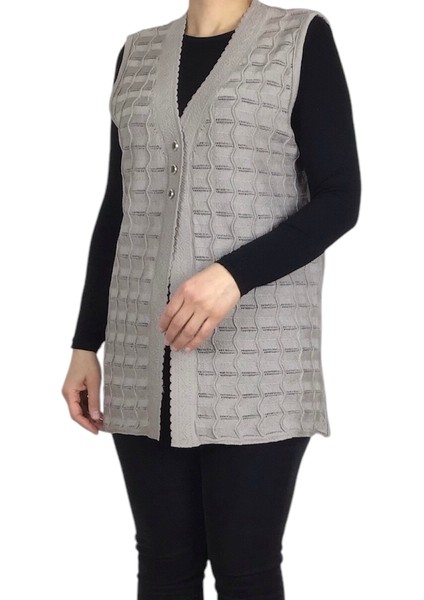 Kadın Önden Üç Düğmeli Ince Spor Kısa Merserize Yelek fiyatları