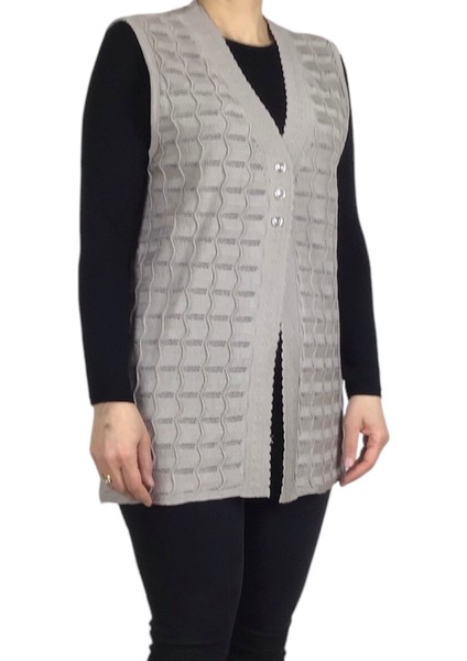 Kadın Önden Üç Düğmeli Ince Spor Kısa Merserize Yelek modelleri