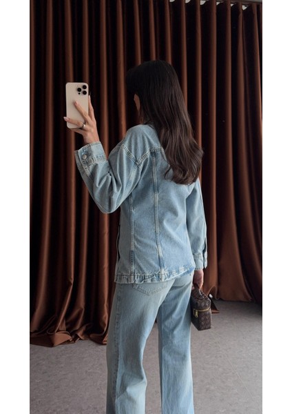 Belden Oturtmalı Denim Ceket
