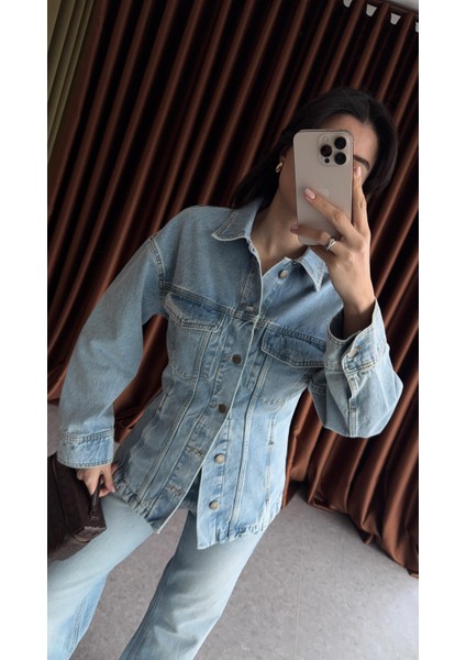 Belden Oturtmalı Denim Ceket