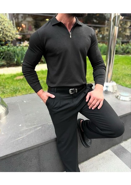 Polo Yaka Uzun Kol Erkek Örme TRIKO-7167