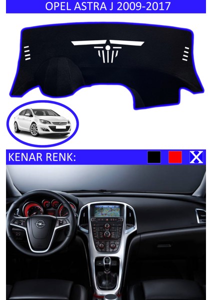 Opel Astra J 2009-2017 Için Uygun Torpido Koruma Halısı Siyah Kenar Renk Mavi