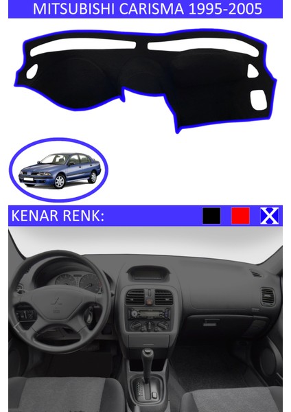 Mitsubishi Carisma 1995-2005 Için Uygun Torpido Koruma Halısı Siyah Kenar Renk Mavi