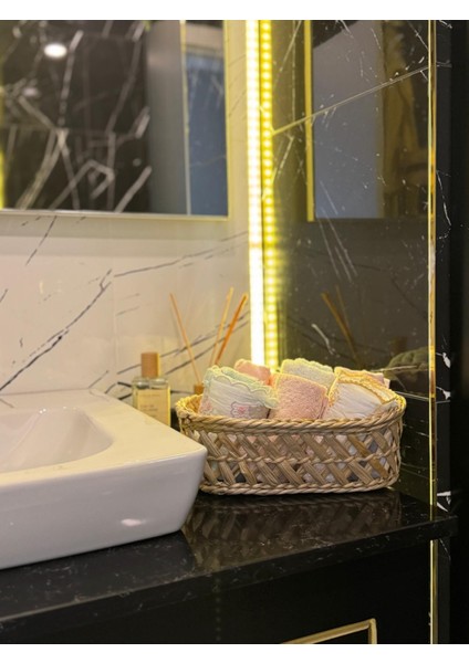 Beyaz Atölyem Banyo Düzenleyici Sepet Uzun Çapraz Örgülü