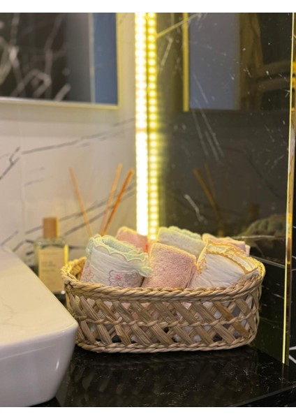 Beyaz Atölyem Banyo Düzenleyici Sepet Uzun Çapraz Örgülü