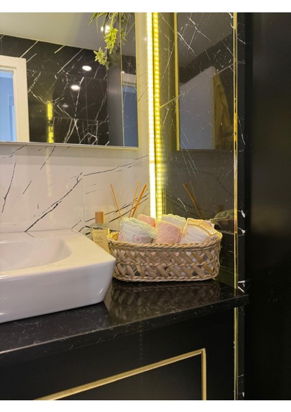 Beyaz Atölyem Banyo Düzenleyici Sepet Uzun Çapraz Örgülü