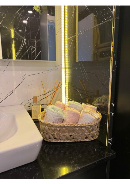 Beyaz Atölyem Banyo Düzenleyici Sepet Uzun Çapraz Örgülü