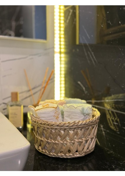 Beyaz Atölyem Banyo Düzenleyici Sepet Çapraz Örgülü