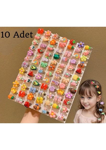 Sevimli Karikatür Ördek Çilek Kurdela Fiyonk Meyve Sebze Karışık Tatlı Tokalar 10 Adet fırsatları