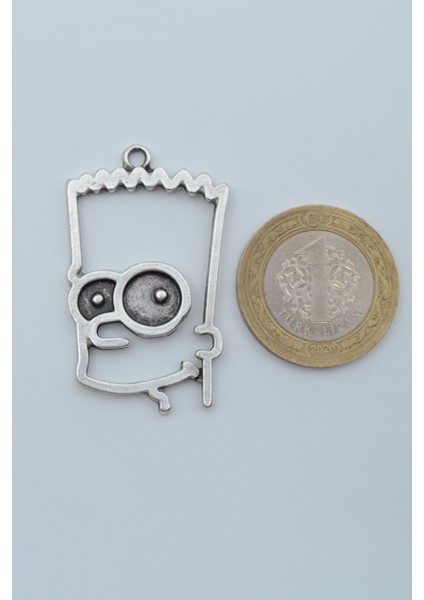 Bart Simpson Gümüş Kaplama Deri İp Kolye