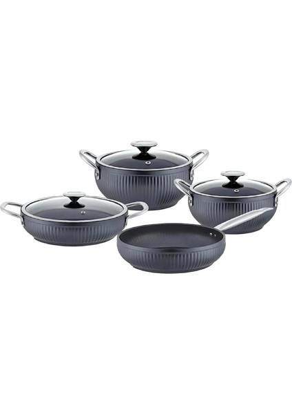 7 Parça Granit Mercan Set Gri