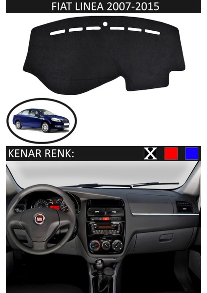 Agarta Fiat Linea 2007-2015 Için Uygun Torpido Koruma Halısı Siyah Kenar Renk Siyah