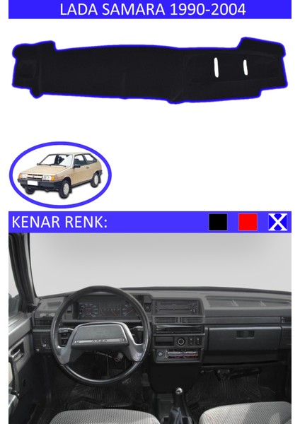 Agarta Lada Samara 1990-2004 Için Uygun Torpido Koruma Halısı Siyah Kenar Renk Mavi