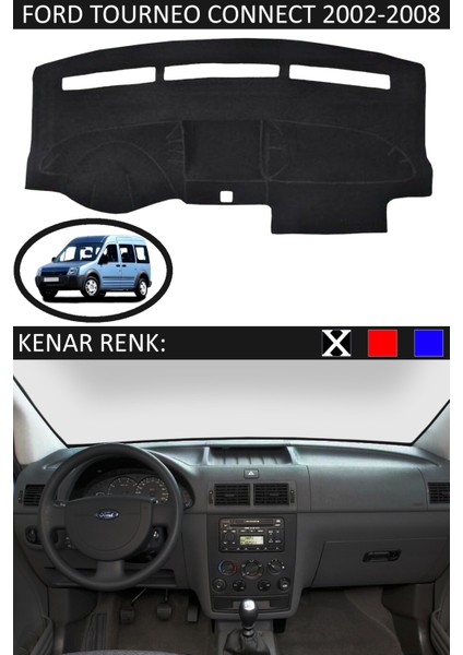 Agarta Ford Tourneo Connect 2002-2008 Için Uygun Torpido Koruma Halısı Siyah